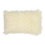 Photo of cream rectangular fur cushion in 30cm x 50cm size