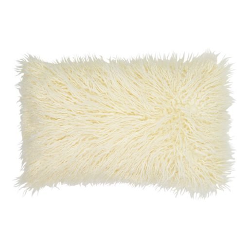 Photo of cream rectangular fur cushion in 30cm x 50cm size