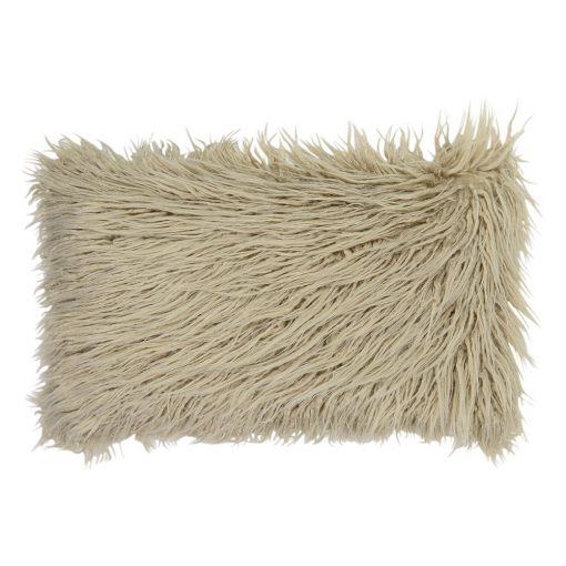 Photo of ecru rectangular fur cushion in 30cm x 50cm size