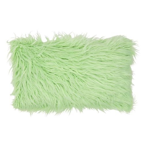 Photo of light green rectangular fur cushion cover in 30cm x 50cm size