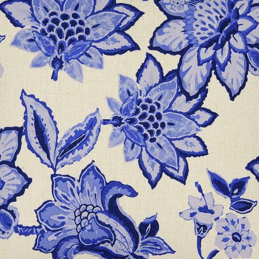 Scaled image of china blue and white square cushion with floral print