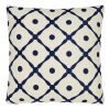 Elegant Hamptons inspired cotton linen cushion cover with blue lattice design