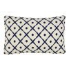 Image of elegant minimalistic rectangular blue and white cushion made of cotton linen fabric