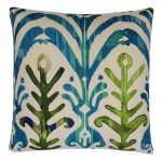 image of teal and green cushion cover with tribal design