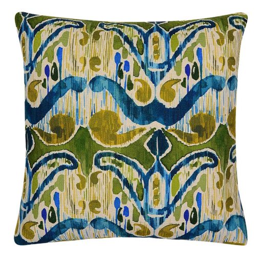 Image of square cushion cover in yellow, green and blue colours