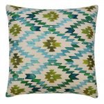 Tribal inspired cushion cover in teal and green colours