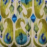 Close up image yellow green, tea and blue cushion cover