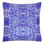 Photo of blue outdoor cushion cover with floral print