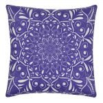 Photo of square purple outdoor cushion in kaleidoscope design