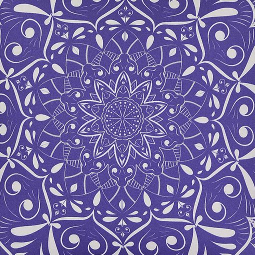 Close up image of kaleidoscope motif purple cushion in 45cm x 45cm size