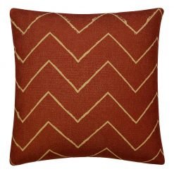 Photo of burgundy mud cloth cushion cover with chevron design