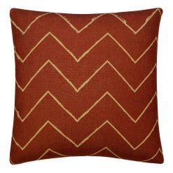 Photo of burgundy mud cloth cushion cover with chevron design