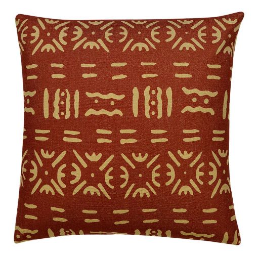 Photo of clay coloured 45cm x 45cm cushion with mud cloth print
