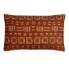 Bold rectangular cotton linen rust cushion with mud cloth print