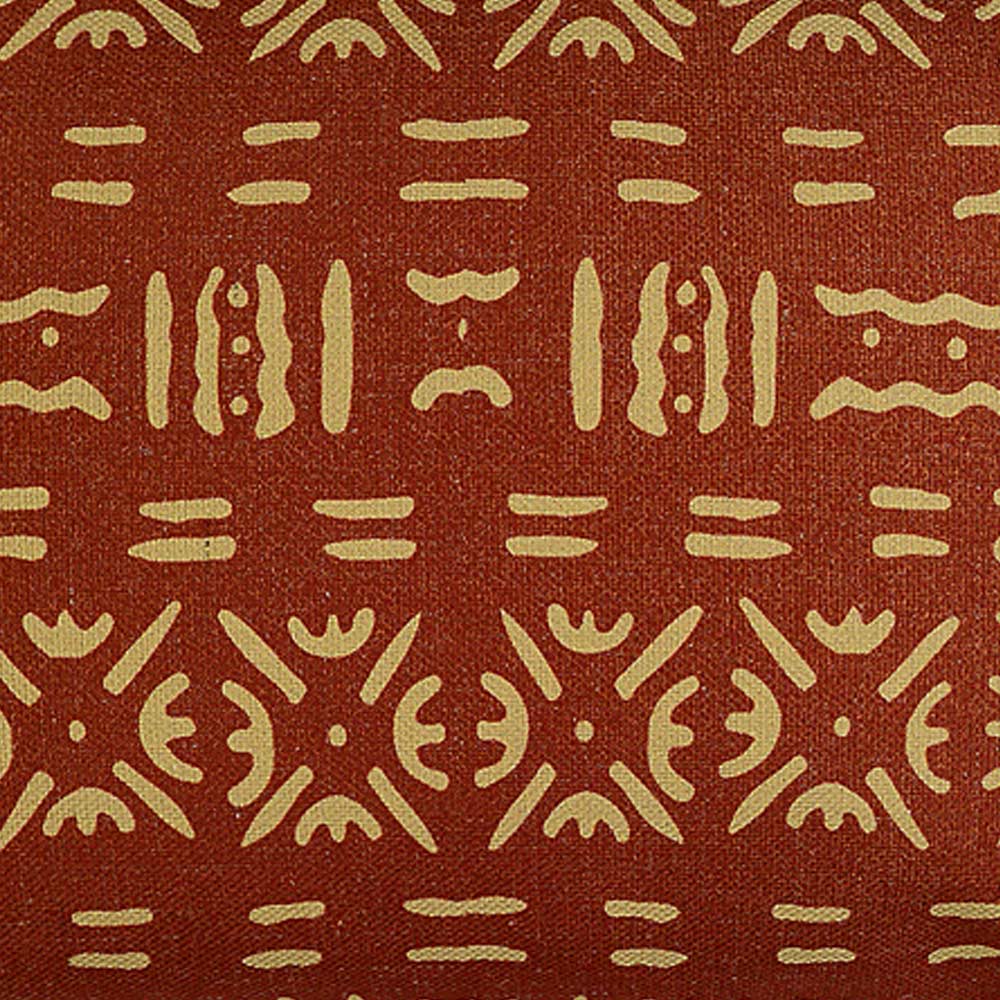 Cog Burgundy Mud Cloth Rectangular Cushion Cover 30cm X 50cm