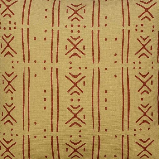 Close-up of 45cm x 45cm natural cushion cover with mud cloth print