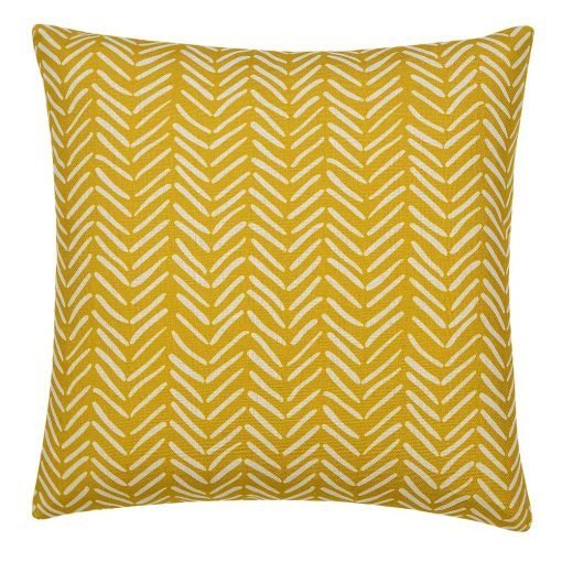Photo of mustard yellow mud cloth cushion cover with arrow design