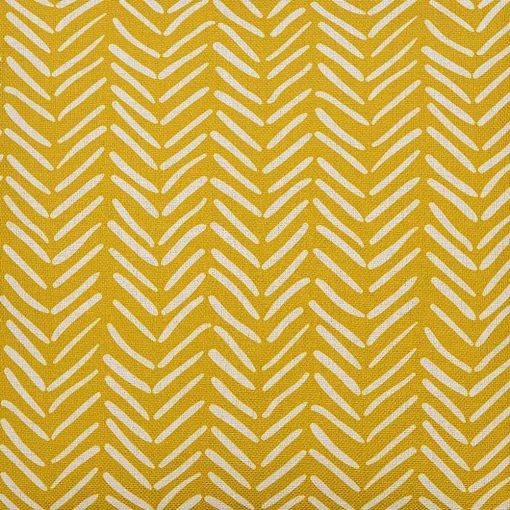 Aztec arrow inspired mustard yellow mud cloth cushion in cotton linen fabric