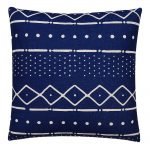 Blue square cushion cover with mud cloth design