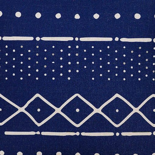 Scaled image navy blue cushion cover with mud cloth design