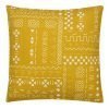 Image of square, mustard yellow mud cloth cushion cover in 45cm x 45cm size