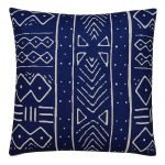 Navy blue cushion cover with white mud cloth print