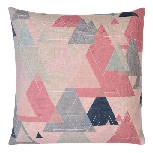 Modern and chic pink cushion cover with geometric design