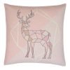 Chic pink cushion cover with geometric stag design