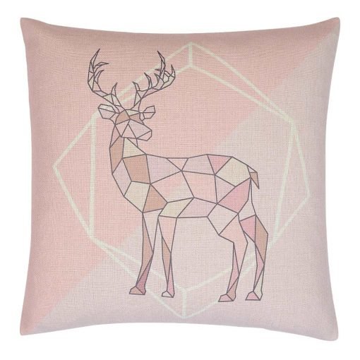 Chic pink cushion cover with geometric stag design