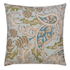 Pastel blue paisley cushion cover with acorn and leaves design