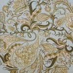 Elegant pastel blue cushion cover with gold floral print