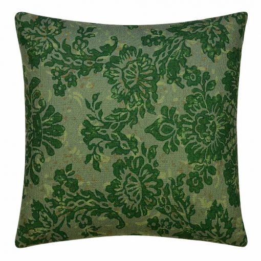 Dark green green coloured cushion cover with floral print