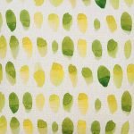 Close up photo of green and yellow aquarelle inspired square cushion cover