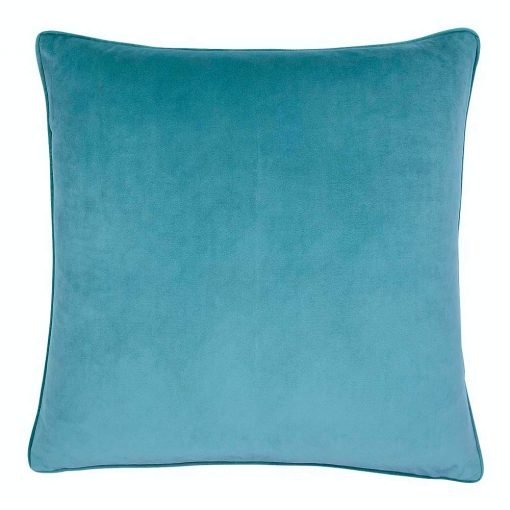 Photo of light teal 55cm x 55cm cushion in rich velvet fabric