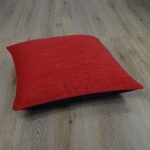 Two-tone floor cushion cover in red and black fabric