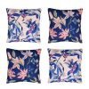 Image of 4 floral motif blue and pink cushion covers
