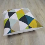 Photo of colourful floor cushion cover with diamond pattern