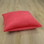 Photo of watermelon red floor cushion in rich velvet fabric