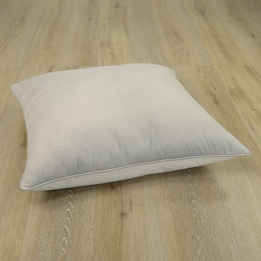 Image of silver grey floor cushion in velvet fabric