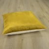 Image of square gold mustard velvet linen floor cushion