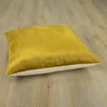 Image of square gold mustard velvet linen floor cushion