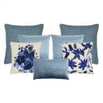 Gorgeous Hamptons cushions in a collection with vibrant blues and soft subtle grey blue tones