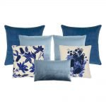 Photo of 7 cushion set in different shades of blue