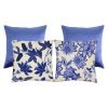 Photo of four cobalt and china blue cushion cover with floral print