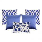 Photo of 5 cobalt and china blue square cushion covers