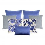 Photo of 7 cushion cover collection in cobalt, denim and china blue colours