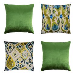 Photo of 4 cushion set in green and yellow green colours