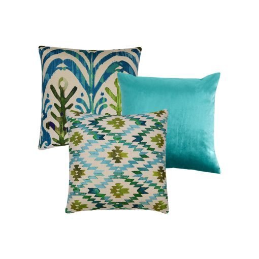 Photo of 3 Cushion Cover Collection in teal and green colours