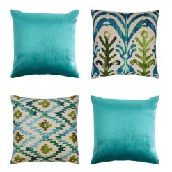 Image of 4 spearmint and green coloured cushion covers