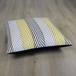 Grey and white stripe floor cushion in 70cm x 70cm size